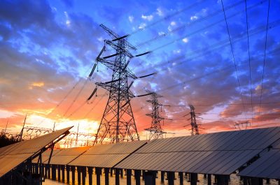 Pylon and photovoltaic panels Pylon and photovoltaic panels