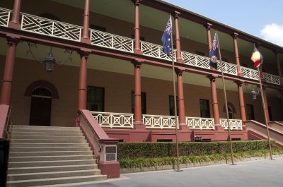 Facade and entrance steps to the NSW parliament house Facade and entrance steps to the NSW parliament house