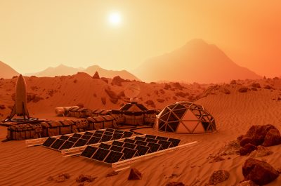 an outpost on the red planet mars (3d rendering) an outpost on the red planet mars (3d rendering)