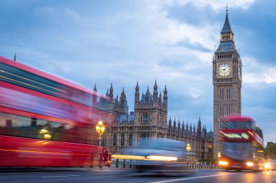 Traffic at Big Ben at the Blue Hour