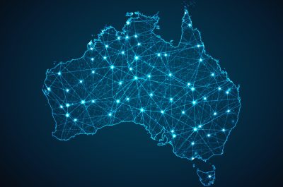 Australia map geometric mesh polygonal light. Business wireframe mesh spheres from flying debris blue structure style Australia map geometric mesh polygonal light. Business wireframe mesh spheres from flying debris blue structure style