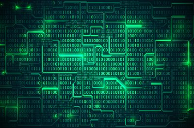 Abstract futuristic electronic circuit board with binary code, matrix background with digits, well organized layers Abstract futuristic electronic circuit board with binary code, matrix background with digits, well organized layers